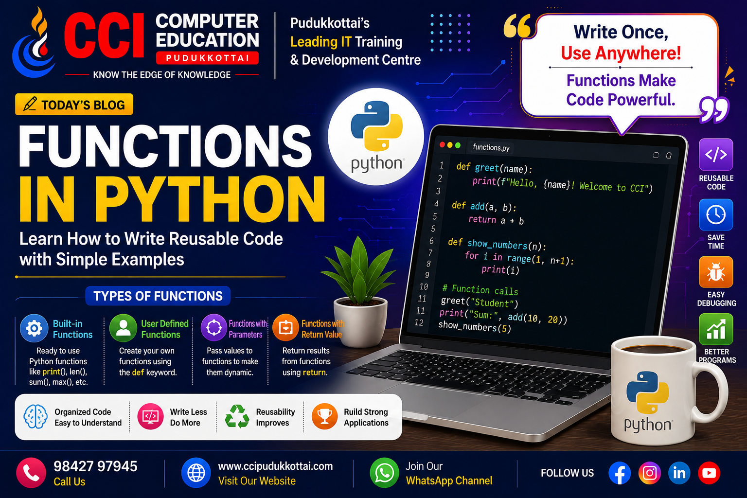 Functions in Python – Learn How to Write Reusable Code with Simple Examples